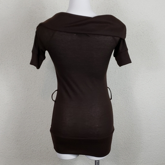 Brown cute cowl neck zip top size small - Picture 6 of 7